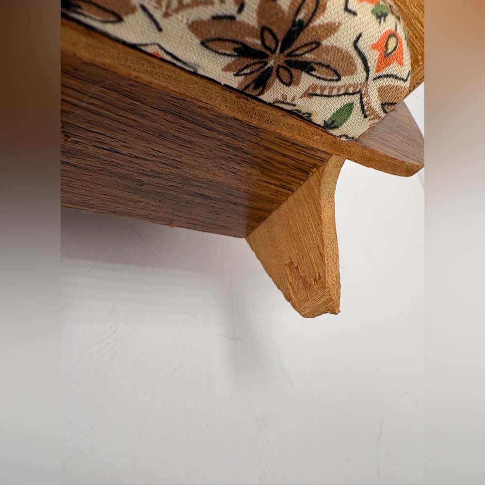 Vtg Wood Rocking Chair Pin Cushion w/ Drawer Holds Spools Thread Sewing Notions - Picture 8 of 12